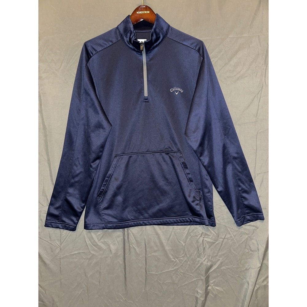 Callaway‎ Golf Mens Pullover 1/4 Zip Long Sleeve Dark Blue Opti-Dri Size Large